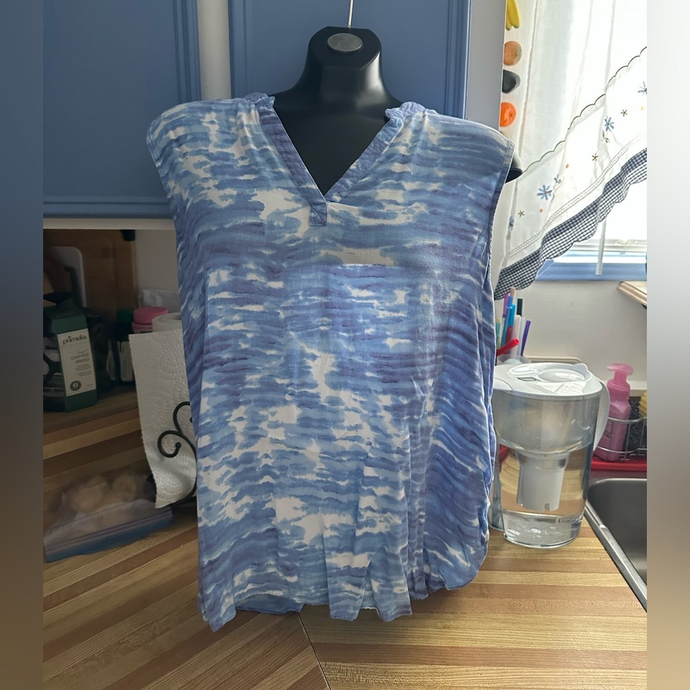 Elegant Blue and White Women's Blouse